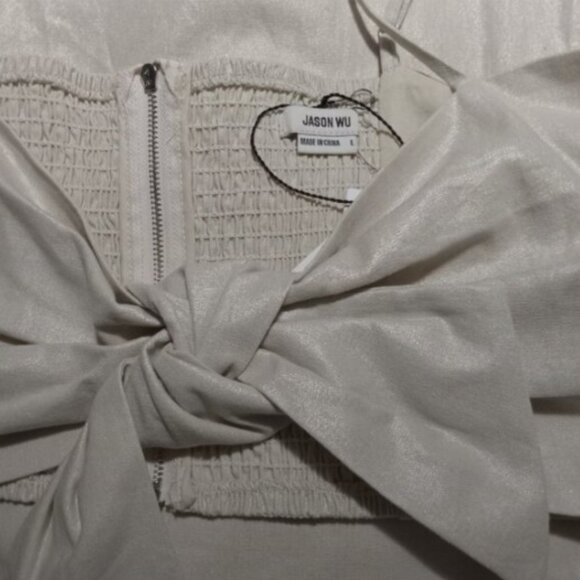 Jason Wu Pants - Jason Wu 2-PC Crop Top PantSuit (L) TAN w/gold flecks shines NWT